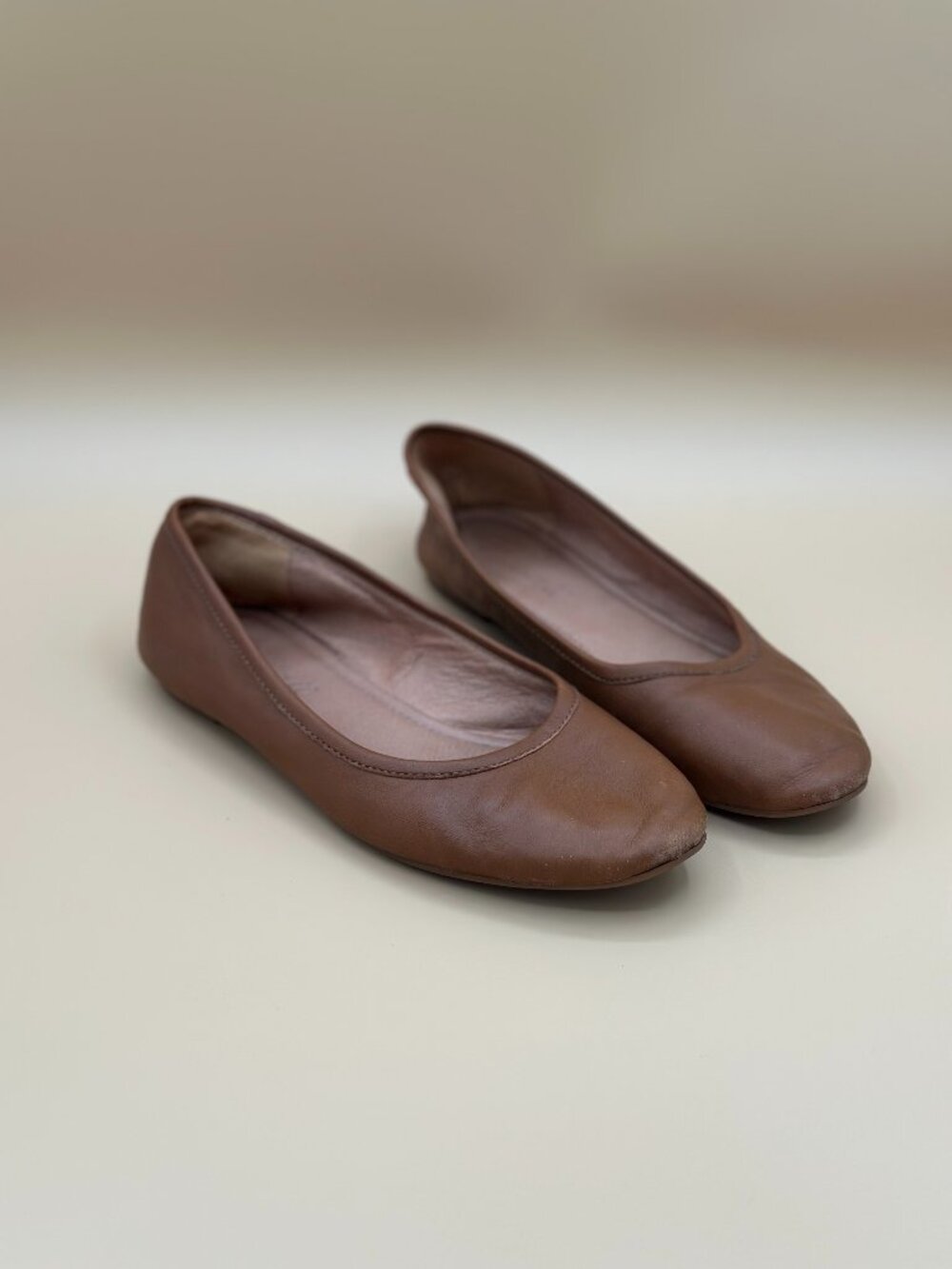 Madewell Brown Leather Ballet Flats Women’s Size 6 Slip-On Minimalist Shoes